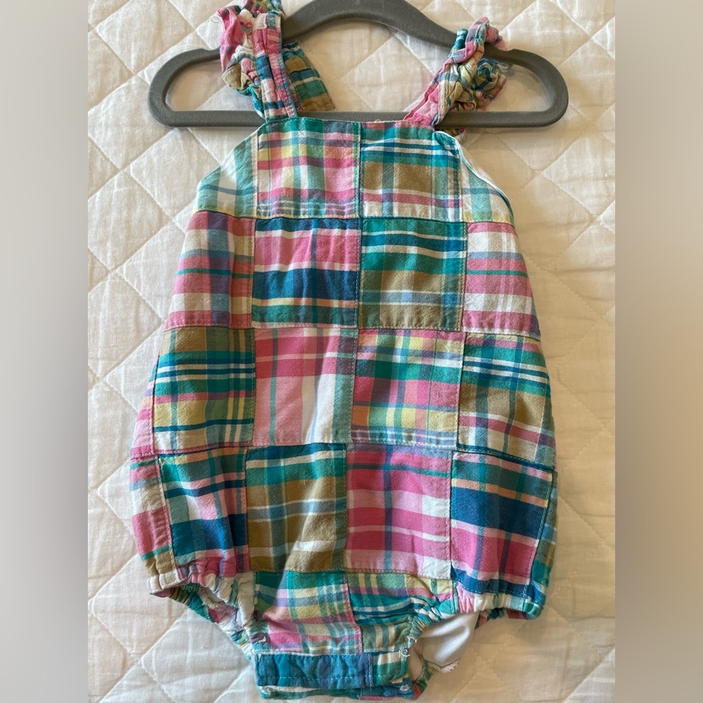 GUC pastel plaid sleeveless bubble. Size 18 months.